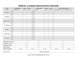 Printable Mental Illness Medication Tracking Form