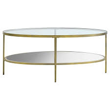 Firmo Glass Metal Oval Coffee Table
