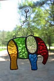 elephant stained glass suncatcher