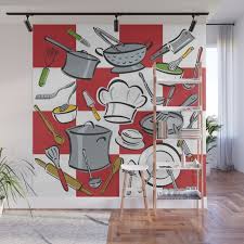 kitchen tools check wall mural by