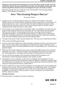 english language arts practice test grade pdf the passage from the article by lauren tarshis titled the mazing penguin rescue then