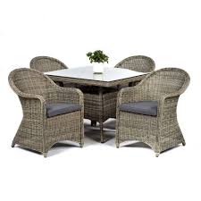 Regent Rattan Square Glass Table With 4
