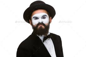 contemptuous man in makeup mime