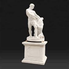 Italian Marble Statue With Marble Bases