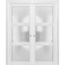 solid french double doors frosted glass