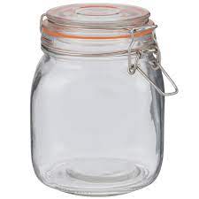 Square Flip Lid Glass Jar 33 Ounce