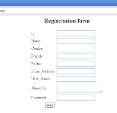 html code for registration form