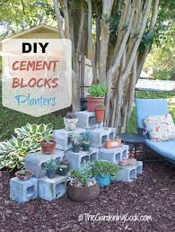diy cement blocks plant shelf