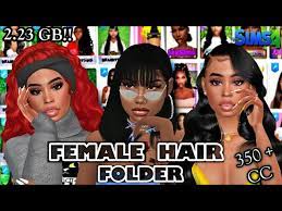 350 items female hair cc folder