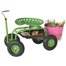Garden Scoot With Basket Tools