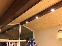 Pine Faux Beam With Recessed Lighting Dave Eddy