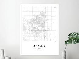 Ankeny Map Poster Wall Art Ia City Map