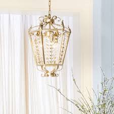 Clear Crystal Lantern Pendant Lighting Vintage 3 Lights Foyer Chandelier Lamp In Gold Beautifulhalo Com