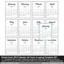 Pocket Cards 2018 Calendar 3x4 Cards And Templates No 01