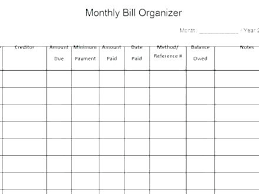 Monthly Organizer Bill Spreadsheet Bills Template Planner