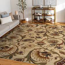 bliss rugs impressions transitional 6 7 x 9 6 beige and green polypropylene indoor area rug