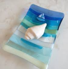 Fused Glass Soap Dish Ocean Beach Plate