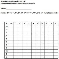 Multiplication Grids Pdf Worksheet Generator Mental