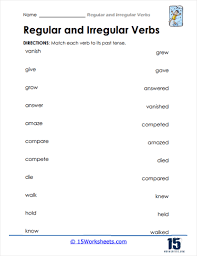 regular and irregular verbs worksheets