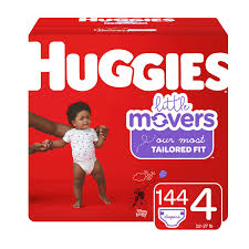 Huggies Little Movers Diapers Size 4 22 37 Lb 144 Count One Month Supply Packaging May Vary