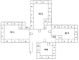 A Typical Building Plan W1 W2 W3 And