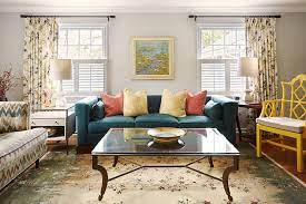 yellow teal living room photos