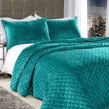 Emerald Velvet Woven Quilted Bedspread