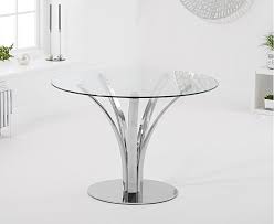 aria 110cm round glass dining table