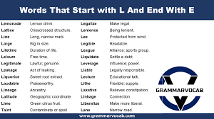 words that start with l and end with e