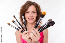 show her makeup brushes isolated