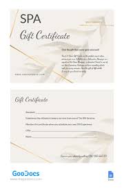 spa gift certificate template in google