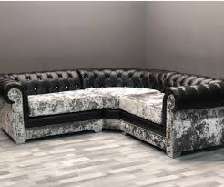 two tone curved chesterfield sofa hob