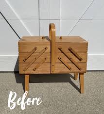 vine wooden sewing box makeover