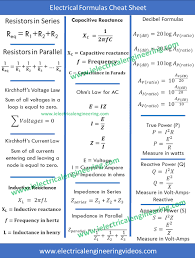 13 Electrical Formulas Cheat Sheet For