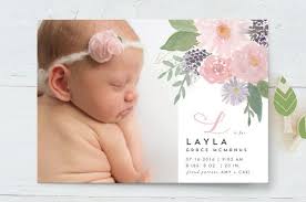 Soft Watercolor Floral Birth Announcements Minted Birth