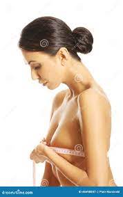 Side View of a Nude Woman Measuring Her Breast Stock Image - Image of  figure, body: 48498847
