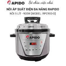 Nồi áp suất điện 5L Rapido RPC900D, lòng nồi inox, 6 chức năng nấu tự động,  chức năng nấu chậm, ninh nhừ hầm, bảo hành 12 tháng - Nồi áp suất