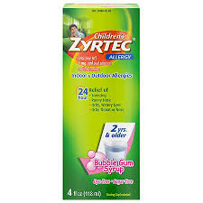zyrtec allergy relief syrup bubble gum