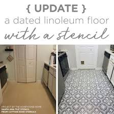 dated linoleum floor with a stencil