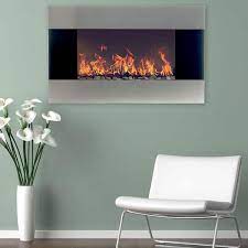 Northwest Stainless Steel Electric Fireplace With Wall Mount Remote