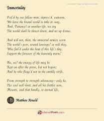immortality poem by matthew arnold
