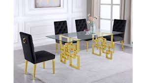 Kenza Glass Top Dining Table Gold Base
