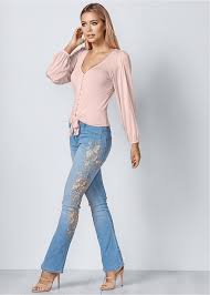 Embroidered Boot Cut Jeans