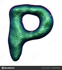 Letter P Made Of Natural Green Snake Skin Texture Isolated