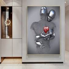 Abstract 3d Metal Figure Statue Canvas