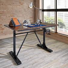 The standing desk, on the more affordable side, can hold up. Levenger Industrial Sit To Stand Desk