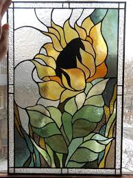 sunflower stained glass panel