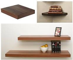 Walnut Wood Effect Floating Shelf Wall