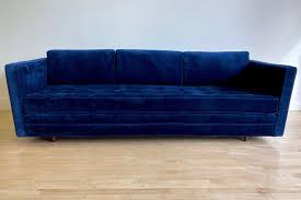 Tufted Tuxedo Sofa In Navy Blue Mcm