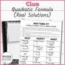 Quadratic Formula Clue Mystery Activity
